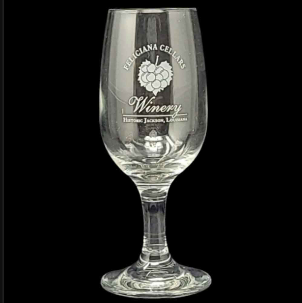 FELICIANA CELLARS WINERY-ETCHED WINE GLASS- HISTORIC JACKSON, LOUISIANA